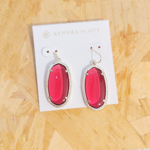 NEW Kendra Scott Elle Berry red glass Earrings Gold - Picture 1 of 2